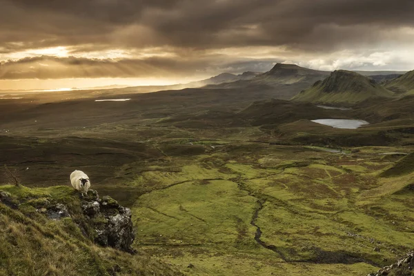 Malowniczy Widok Góry Quiraing Wyspie Skye Szkockie Wyżyny Wielka Brytania — Zdjęcie stockowe