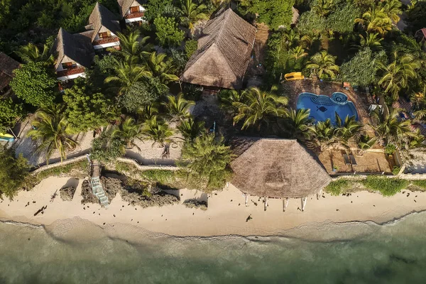 Vista Incrível Cima Uma Pequena Praia Zanzibar Tanzânia — Fotografia de Stock