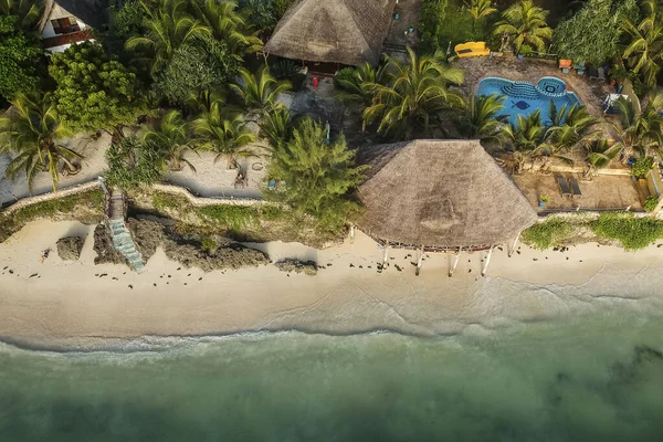 Vista Incrível Cima Uma Pequena Praia Zanzibar Tanzânia — Fotografia de Stock