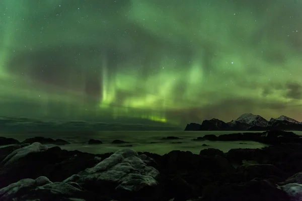 Amazin Landskap Northen Ljus Bakgrunden Lofoten Norge — Stockfoto