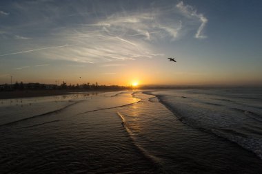 Fas'ı gezi. Essaouira limanında güzel gün batımı. 