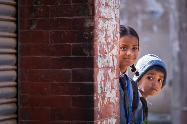 Kathmandu Nepal November 2017 Children Coming Back School Streets Kathmandu — Stock Photo, Image