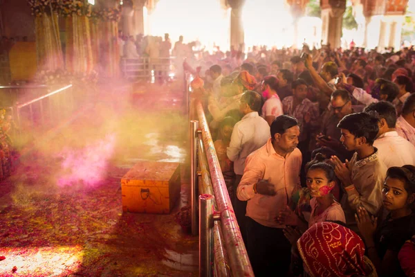 Jaipur Índia Março Pessoas Locais Celebram Festival Holi Março 2020 — Fotografia de Stock