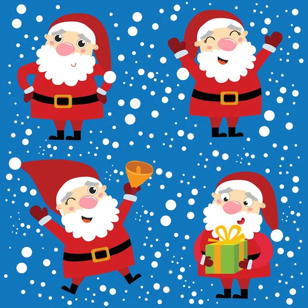 Coleção Papai Noel Inverno Fundo Nevado Feliz Natal Ano Novo —  Vetores de Stock