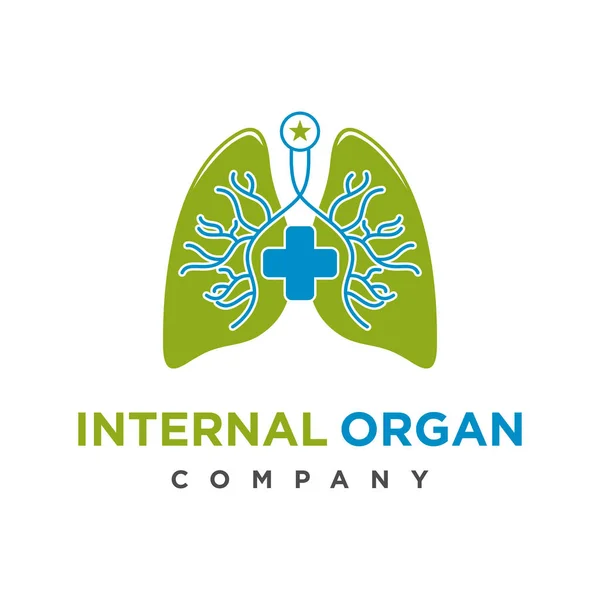 Logo desain kesehatan organ di paru-paru - Stok Vektor