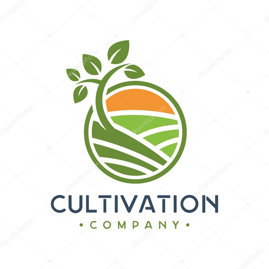 Green plant cultivation logo design