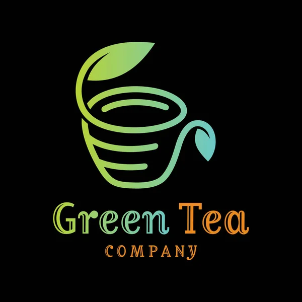 Tazza di tè verde foglia logo design — Vettoriale Stock
