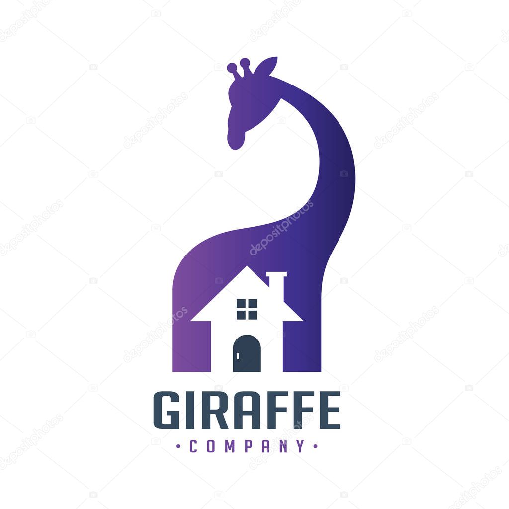 Giraffe animal house logo design
