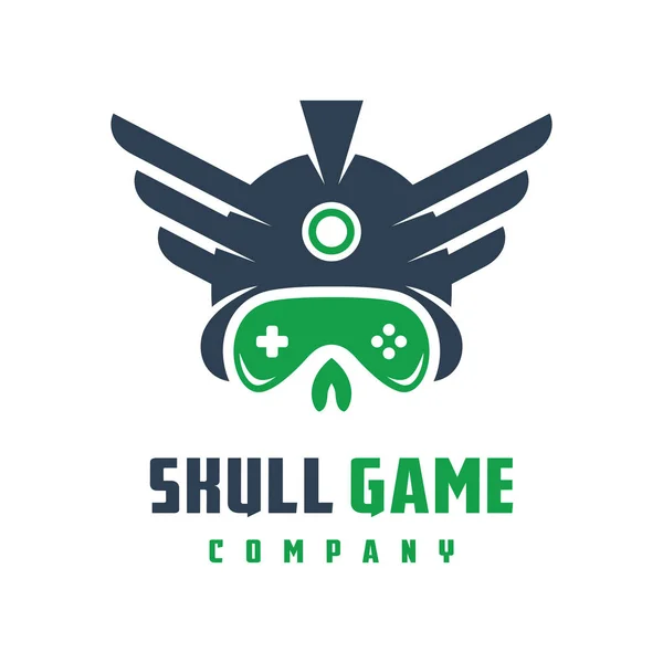 Schedel spel logo ontwerp — Stockvector