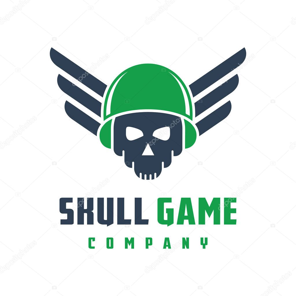 Digital skull game logo design