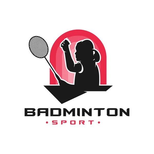 Logotipo do esporte badminton feminino — Vetor de Stock