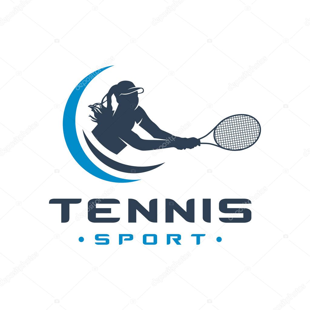Women's tennis sports logo design
