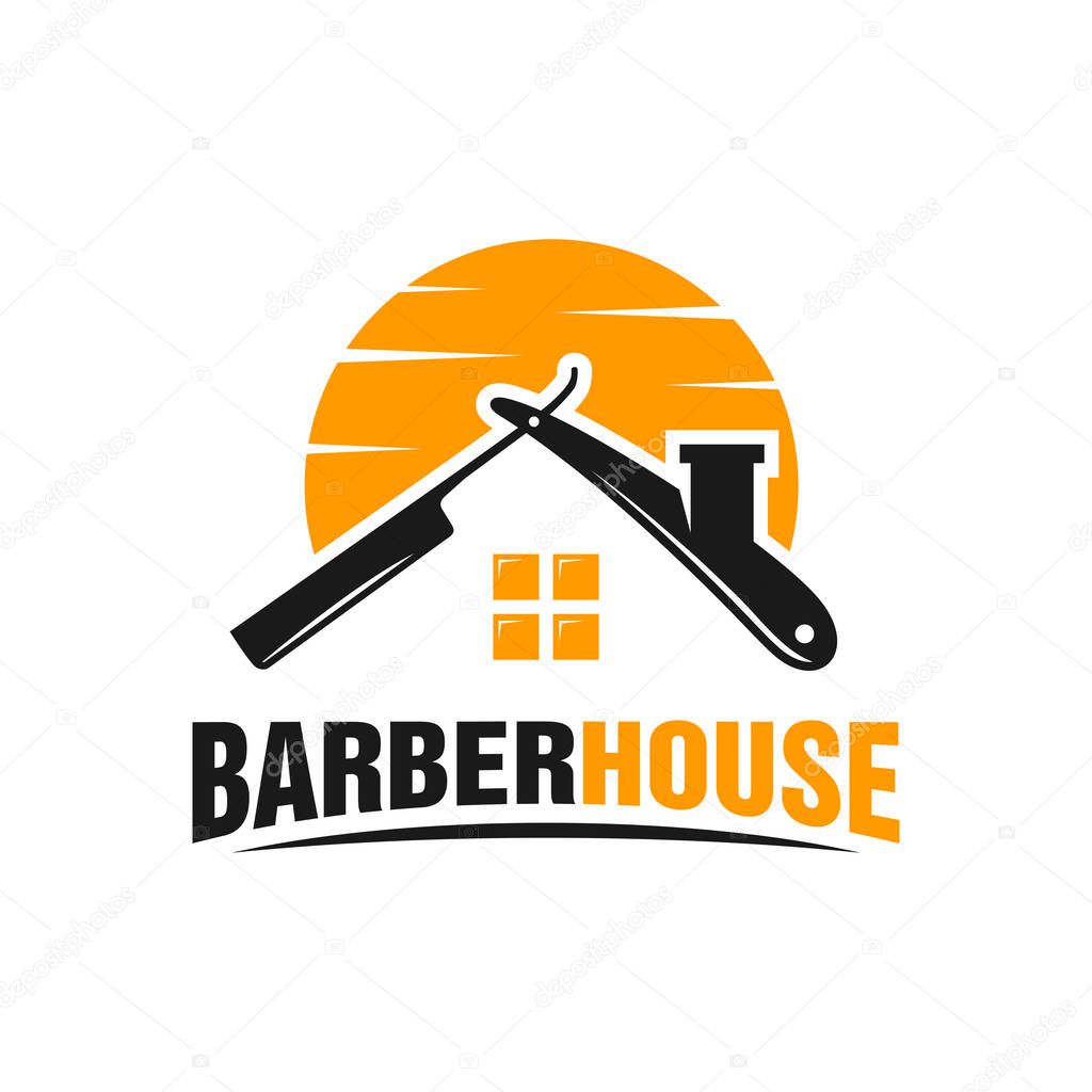 Barber house hair logo design