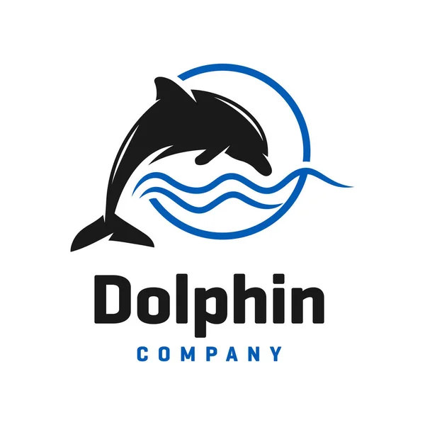 Design Des Delphin Logos Meer — Stockvektor