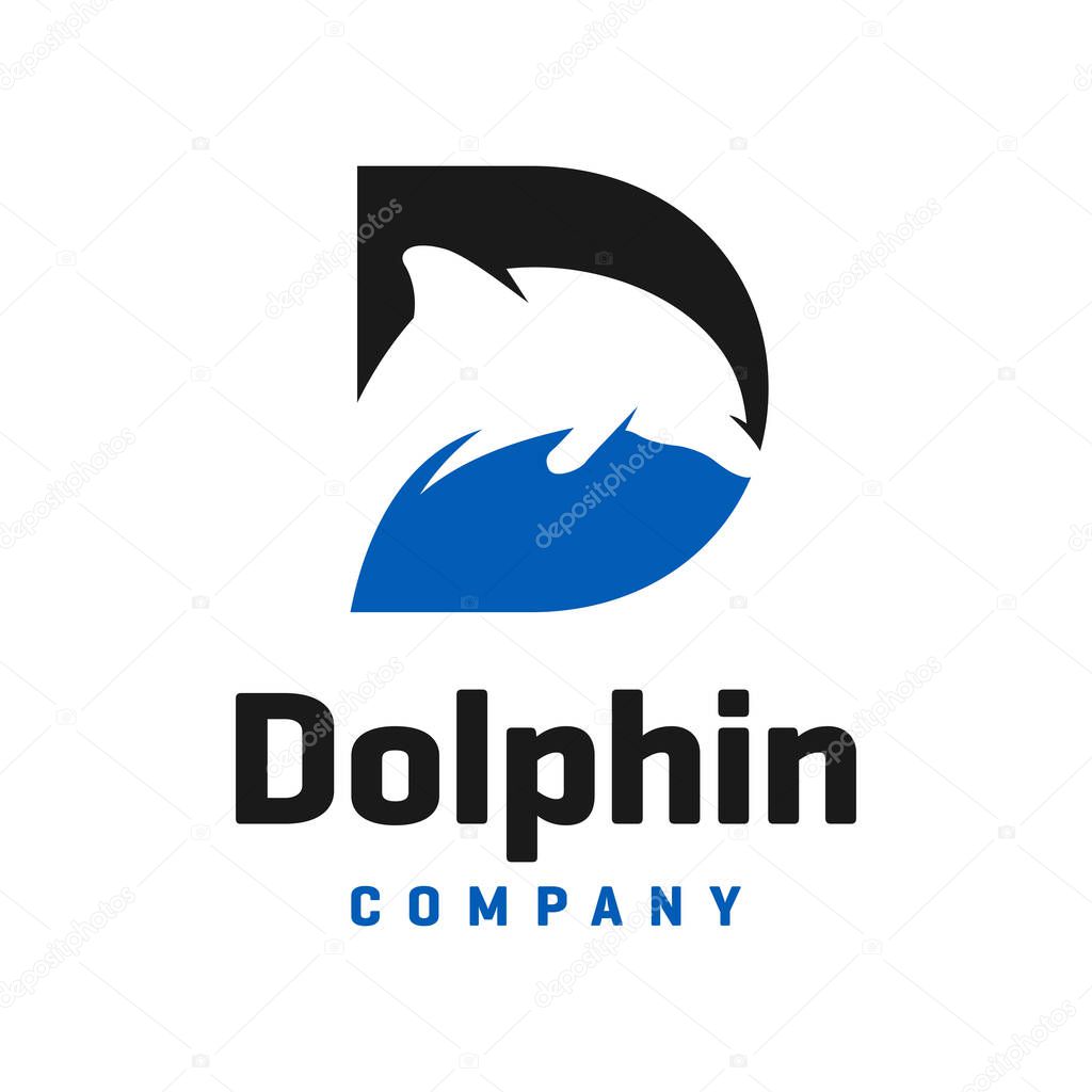 Dolphin logo design with the letter D