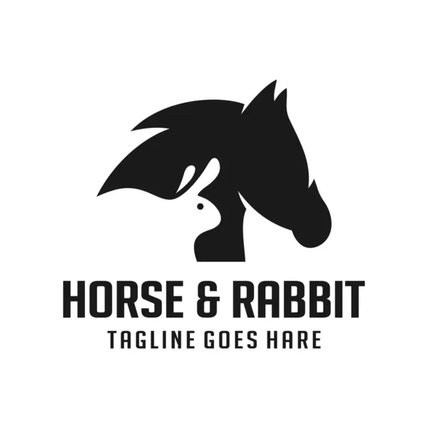 馬とウサギの頭のロゴデザイン — ストックベクタ