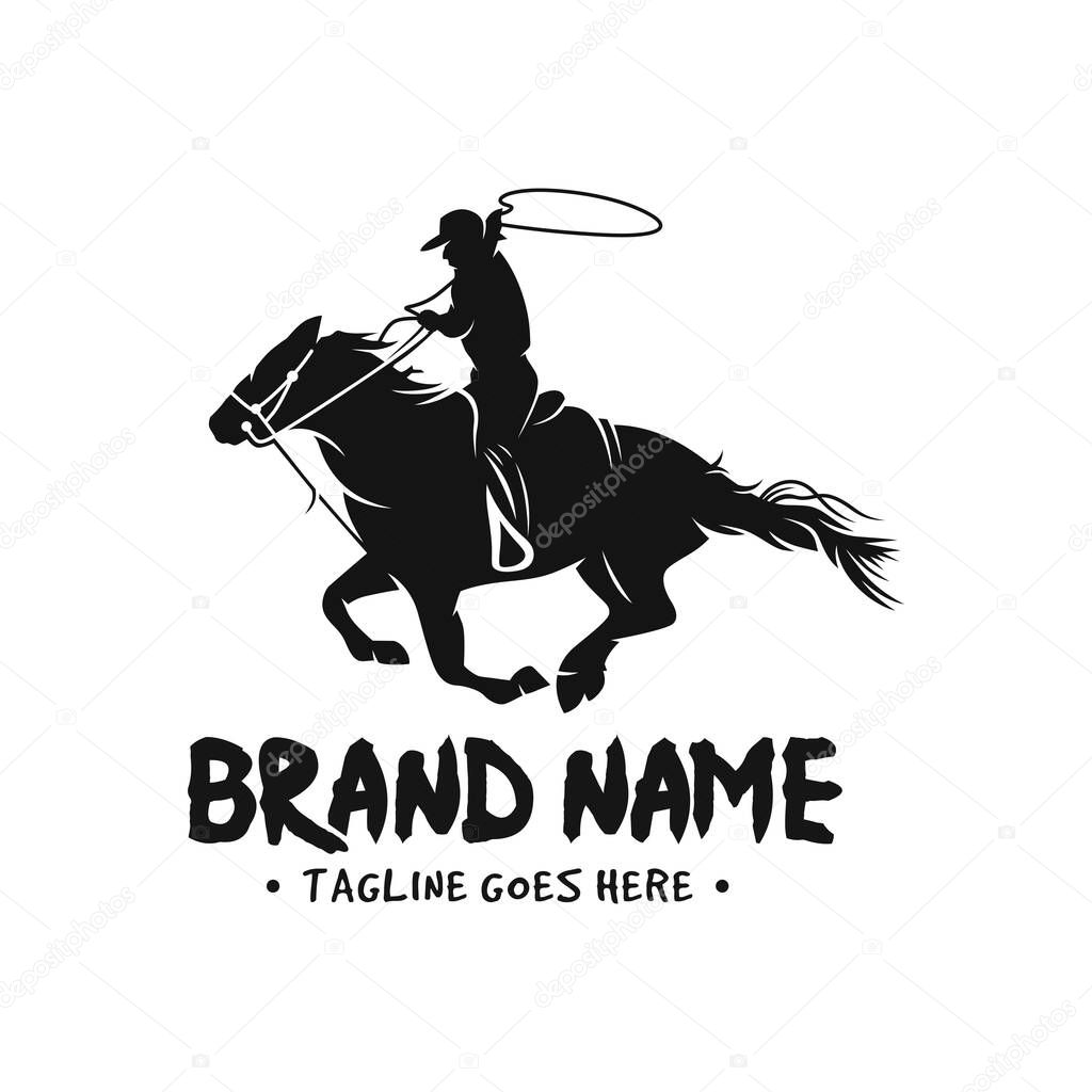 Horse and cowboy logo design