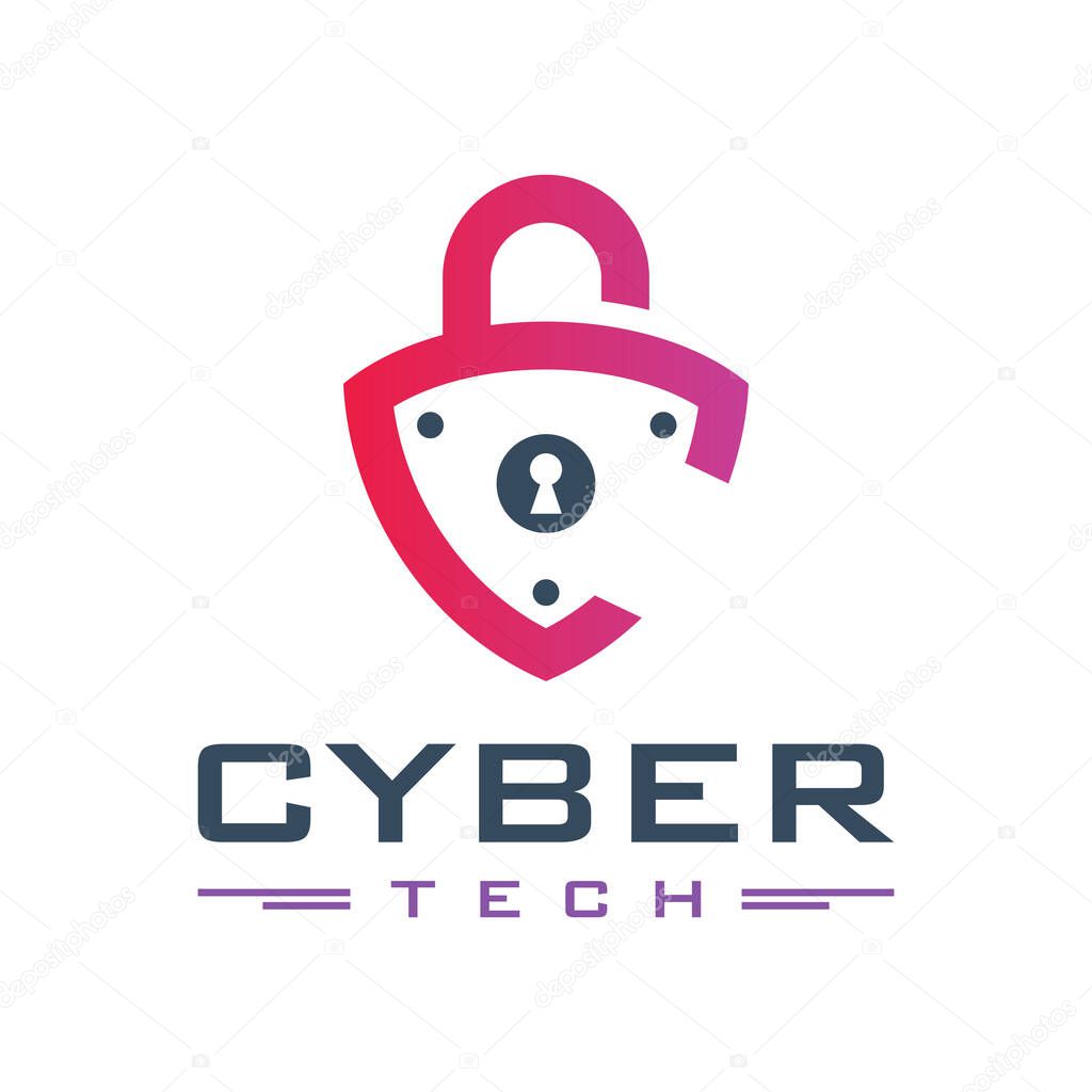 Padlock logo design letter C your company