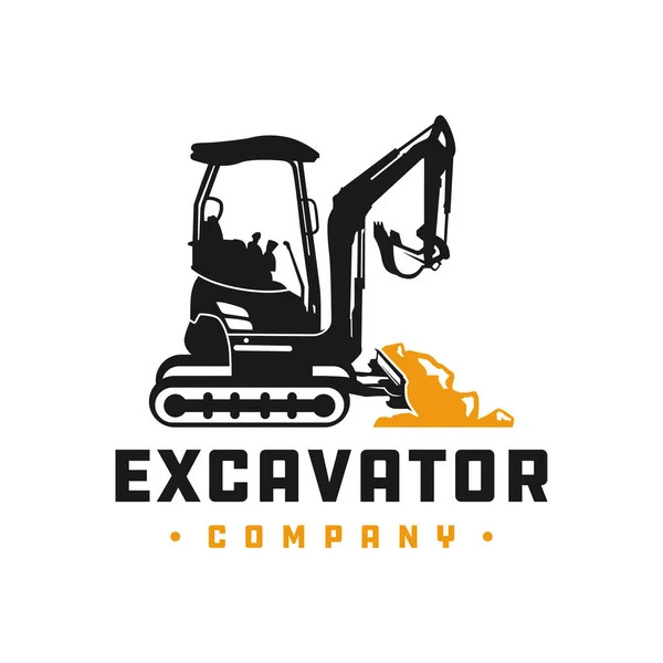Excavator Construction Tool Logo Design — Stock Vector