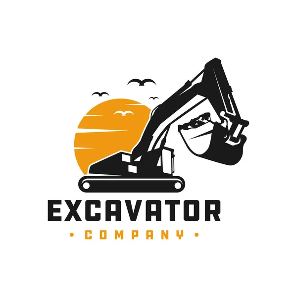 Excavator Construction Tool Logo Design — Stock Vector