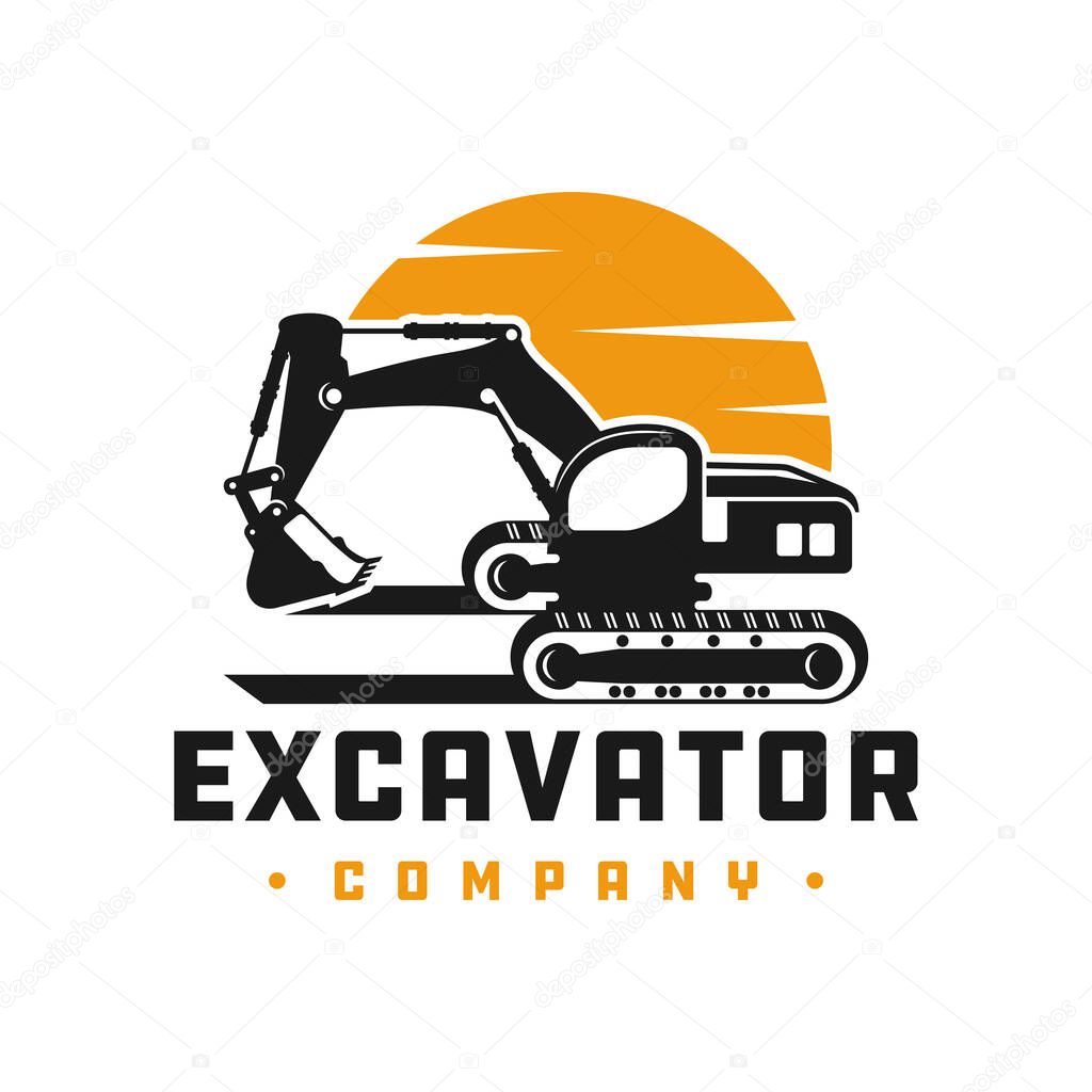 Excavator construction tool logo design