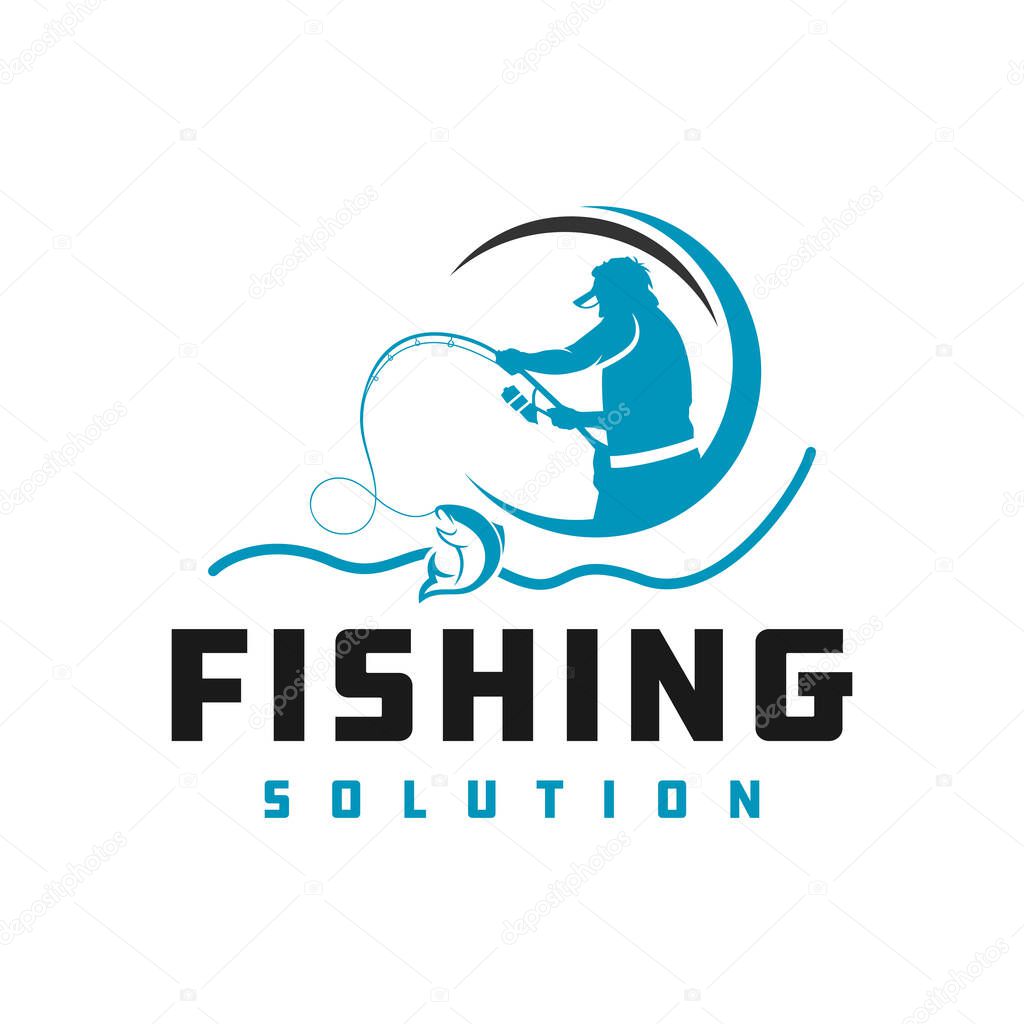 Logo design of people fishing fish