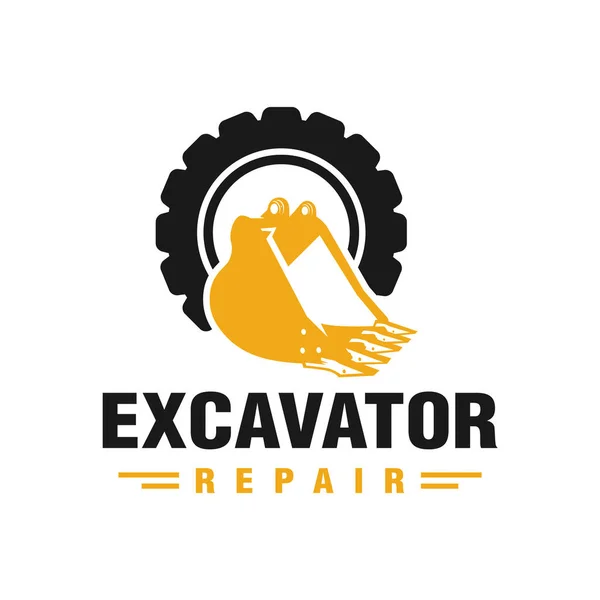 Ontwerp Van Het Logo Voor Reparatie Van Graafmachines — Stockvector