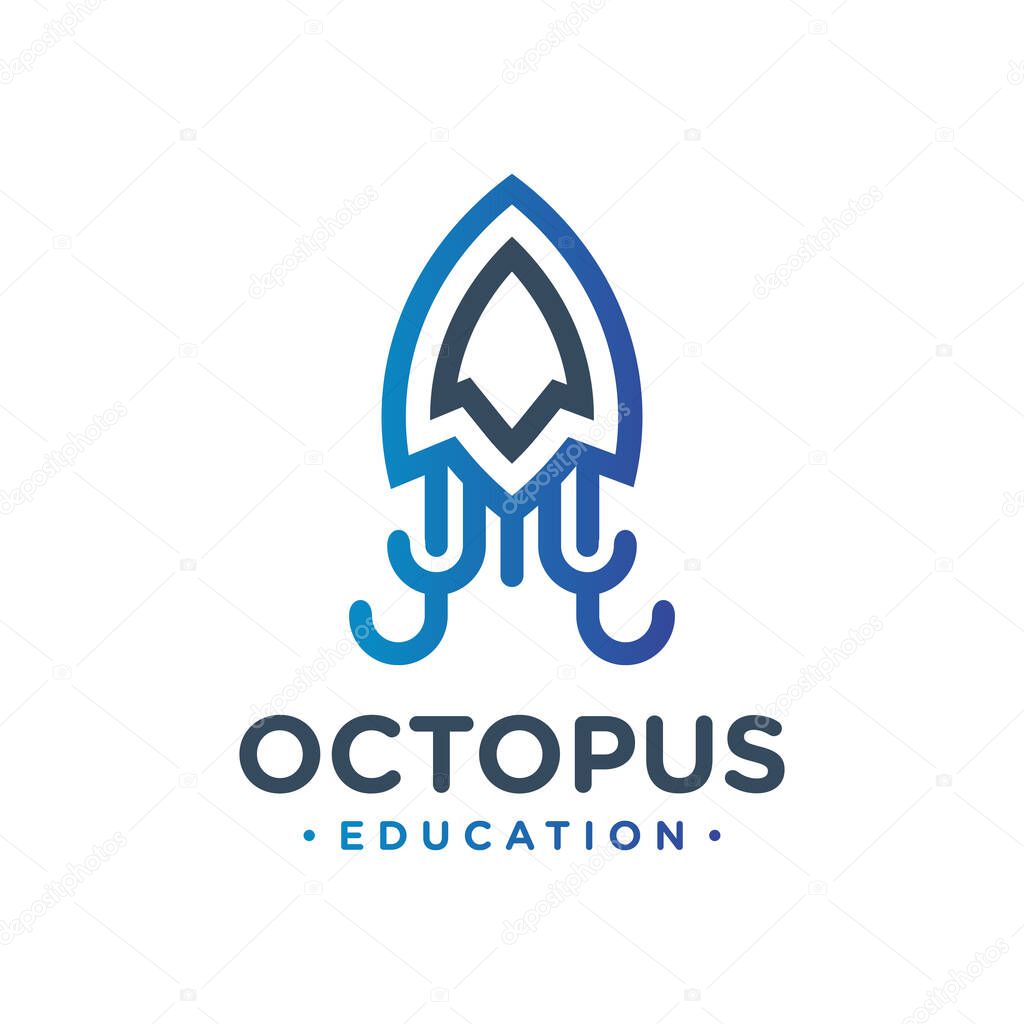 Sea octopus outline logo design