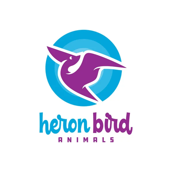 Diseño Moderno Del Logotipo Del Animal Garza — Vector de stock