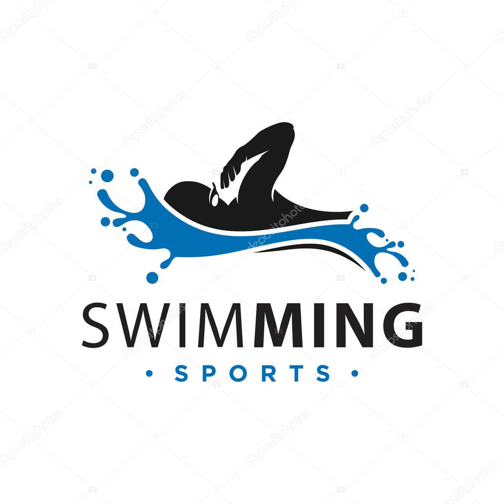 Vector logo design swimming in water sports