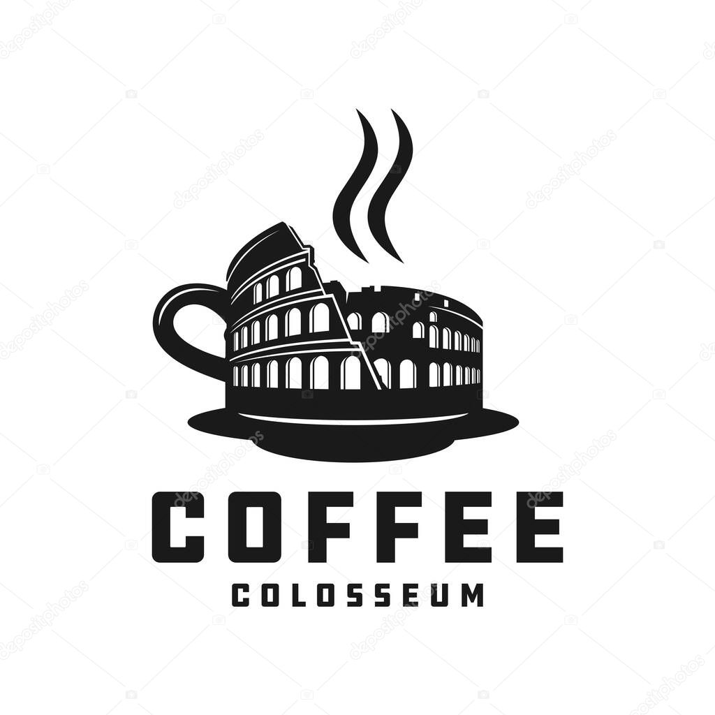 Italian colosseum coffee vector logo design