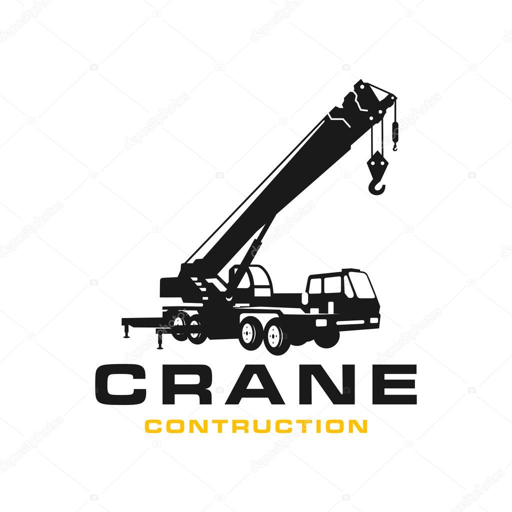 Silhouette transport crane logo design