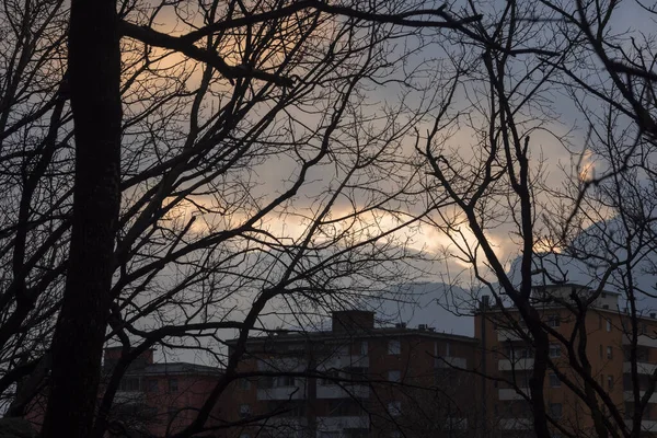 Zonsondergang Rovereto Trentino Italië — Stockfoto