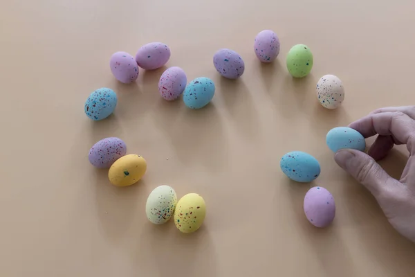 Easter Eggs Colorful Made Sugar Chocolate Heart Shape — Stock Photo, Image