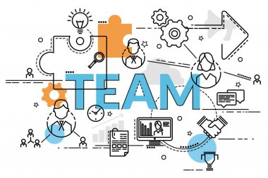 Düz renkli tasarım konsepti takımının. Infographic yaratıcı ürünler yapma fikri.