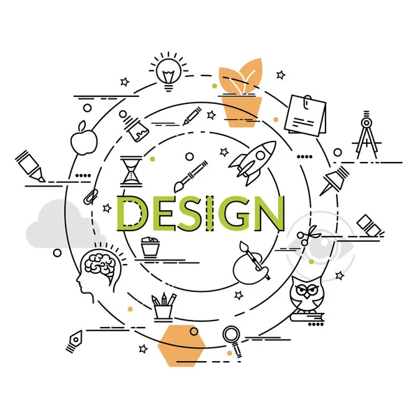 Concept de design plat et coloré pour la conception graphique. Idée infographique de fabrication de produits créatifs . — Image vectorielle