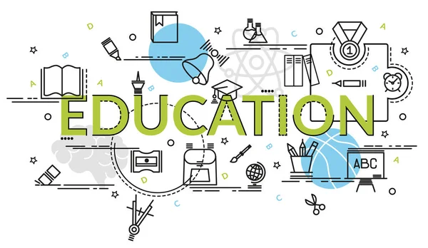 교육에 대 한 평면 다채로운 디자인 개념입니다. Infographic 창조적인 제품을 만드는 아이디어. — 스톡 벡터
