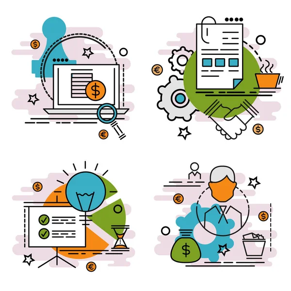 Conjunto de ícones de contorno de negócios . —  Vetores de Stock