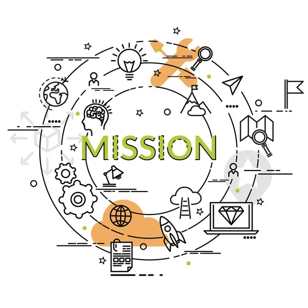 Concept de design plat et coloré de Mission. Idée infographique de mak — Image vectorielle