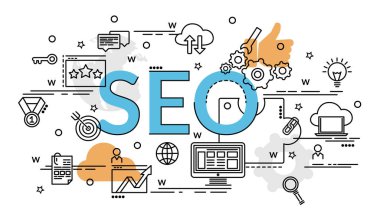 Düz renkli tasarım Seo kavramı. Infographic yaratıcı ürünler yapma fikri.