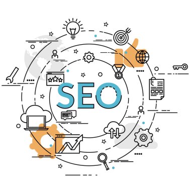 Düz renkli tasarım Seo kavramı. Infographic yaratıcı ürünler yapma fikri.