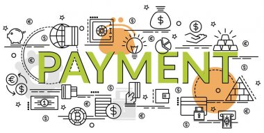 Düz renkli tasarım konsepti ödeme. Infographic yaratıcı ürünler yapma fikri