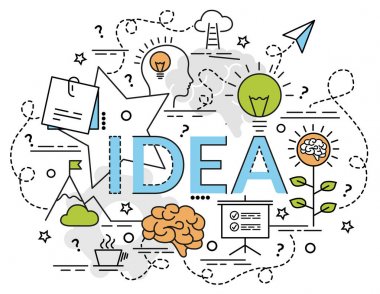 Düz renkli tasarım konsepti için fikir. Infographic yaratıcı ürünler yapma fikri. Şablon Web sitesi afiş, el ilanı ve poster.