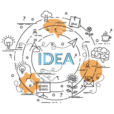 Düz renkli tasarım konsepti için fikir. Infographic yaratıcı ürünler yapma fikri. Şablon Web sitesi afiş, el ilanı ve poster.