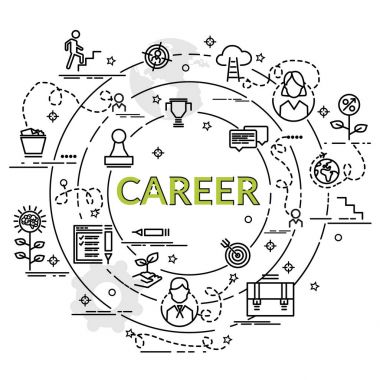 Düz renkli tasarım konsepti kariyer için. Infographic yaratıcı ürünler yapma fikri. Şablon Web sitesi afiş, el ilanı ve poster.