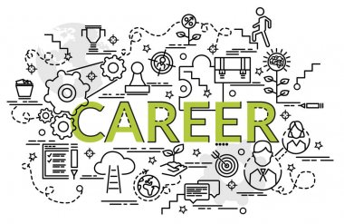 Düz renkli tasarım konsepti kariyer için. Infographic yaratıcı ürünler yapma fikri. Şablon Web sitesi afiş, el ilanı ve poster.