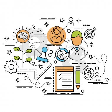 Düz renkli tasarım konsepti kariyer için. Infographic yaratıcı ürünler yapma fikri. Şablon Web sitesi afiş, el ilanı ve poster.