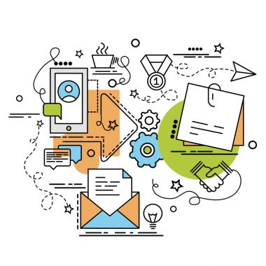 Düz renkli tasarım konsepti için ortaklık. Infographic yaratıcı ürünler yapma fikri. Şablon Web sitesi afiş, el ilanı ve poster.
