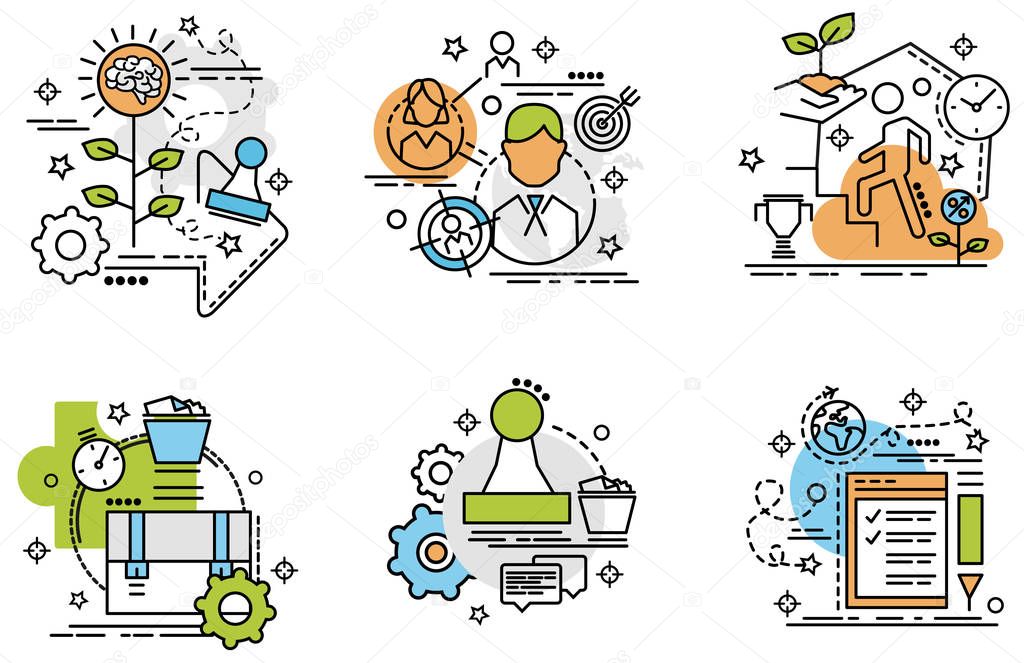Set of outline icons of Career. Colorful icons for website, mobile, app design and print. 