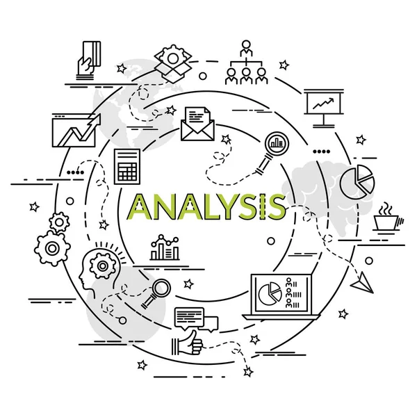 Flat Colorful Design Concept Analysis Infographic Idea Making Creative Products — Stock Vector